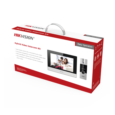 Kit de Videoportero Analógico de Plastico / IP a 4 Hilos con Función de Llamada a App Hik-Connect / Monitor se Conecta a Internet por Cable o WiFi y por 4 Hilos al Frente de Calle / Expandible a Mas Equipos