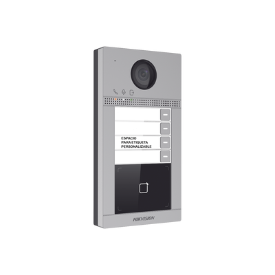 Videoportero IP (IP65 + IK08) con Llamada y apertura desde APP Hik-Connect / Soporta 4 Departamentos / PoE Estándar / Interfaz WEB para configuración / 2 puertas Videoportero IP (IP65 + IK08) con Llamada y apertura desde APP Hik-Connect / Soporta 4 Departamentos / PoE Estándar / Interfaz WEB para configuración / 2 puertas