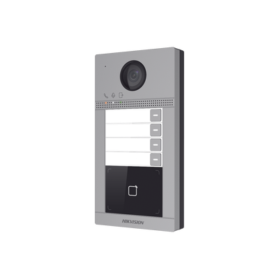 Videoportero IP (IP65 + IK08) con Llamada y apertura desde APP Hik-Connect / Soporta 4 Departamentos / PoE Estándar / Interfaz WEB para configuración / 2 puertas Videoportero IP (IP65 + IK08) con Llamada y apertura desde APP Hik-Connect / Soporta 4 Departamentos / PoE Estándar / Interfaz WEB para configuración / 2 puertas