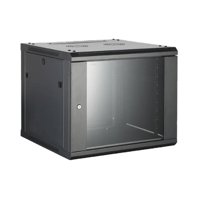 Gabinete para Montaje en Pared - Piso / Puerta de Cristal Templado / Cuerpo Fijo / 6 Unidades de Rack / 19" / Fabricado en Acero