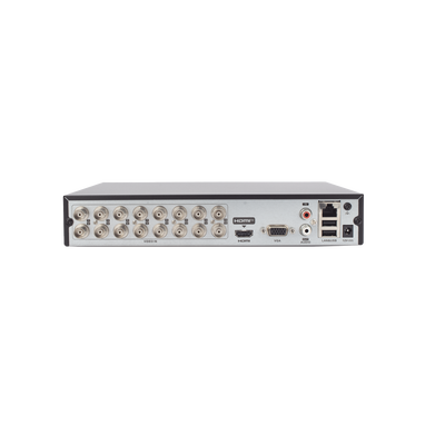 DVR 16 Canales TurboHD + 2 Canales IP / 2 Megapíxel (1080p) Lite / Acusense Lite (Evita falsas alarmas) / Audio por Coaxitron / 1 Bahía de Disco Duro / H.265+ / Salida de Video en Full HD