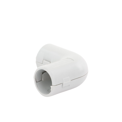 Unión en "L" (Codo) para tubería rígida, recomendado para cable eléctrico, PVC Auto-extinguible, de 16 mm