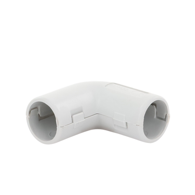 Unión en "L" (Codo) para tubería rígida, recomendado para cable eléctrico, PVC Auto-extinguible, de 16 mm