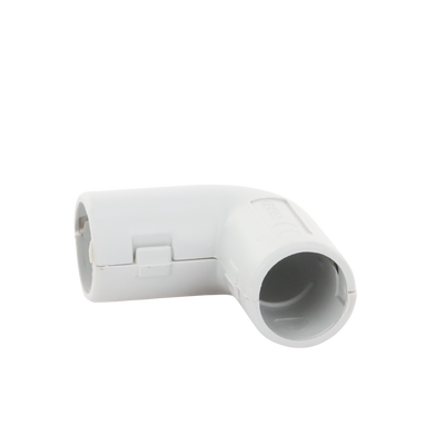 Unión en "L" (Codo) para tubería rígida, recomendado para cable eléctrico, PVC Auto-extinguible, de 16 mm