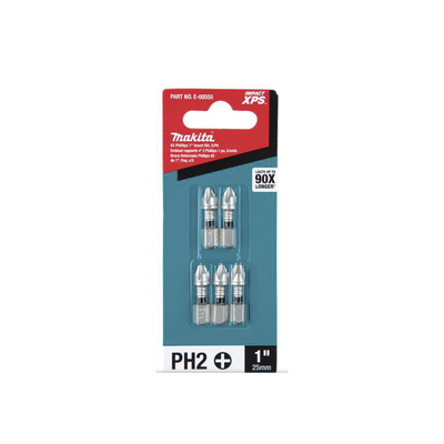 Broca de Inserción de 1" Phillips #2 Impact XPS®, paquete con 5 piezas.