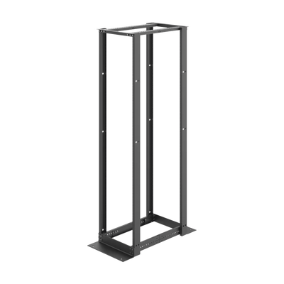 Rack de Cuatro Postes Estándar de 19", Rieles Numerados y Roscados #12-24, Profundidad Ajustable de 450 a 1050 mm, 45 Unidades de Rack, Color Negro