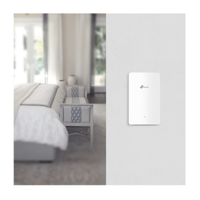 Punto de acceso Omada doble banda 802.11ac, PoE 802.3af/at, MU-MIMO, MIMO 2x2 diseño placa de pared con tres puertos adicionales, soporta hasta 100 clientes.