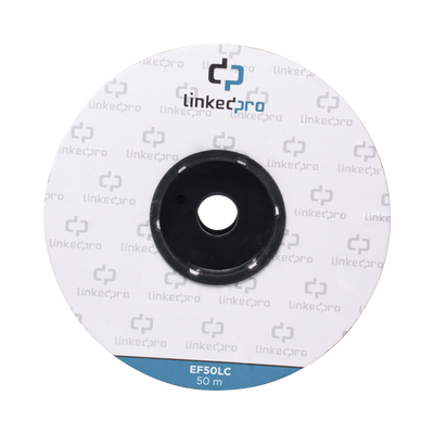 Carrete de Fibra Óptica Monomodo con Conectores LC-LC Duplex, Reforzada con Kevlar, de 50 metros, Para instalaciones subterráneas por tubería