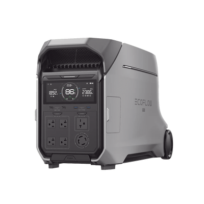 Estación de Energía Portátil DELTA PRO3 / 4096Wh Litio LFP / 5 AC 4000W (8000W Pico) / 2 USB-C 100W / Capacidad para Aumentar Respaldo / Cargador de Coche 10A a 12.6V / Conectividad WiFi y Bluetooth (App) / Carga Solar 2600W Max. (2 P