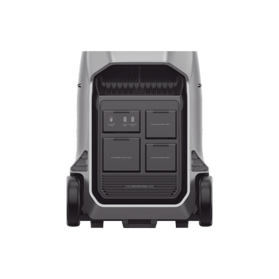 Estación de Energía Portátil DELTA PRO3 / 4096Wh Litio LFP / 5 AC 4000W (8000W Pico) / 2 USB-C 100W / Capacidad para Aumentar Respaldo / Cargador de Coche 10A a 12.6V / Conectividad WiFi y Bluetooth (App) / Carga Solar 2600W Max. (2 P