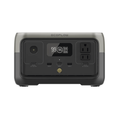 EcoFlow River 2 | Estación de Energía Portátil 256Wh Litio LFP / 2 AC 300 W (Max. 600W) / 1 USB-C 60W / 2 USB -A 12W / Cargador de Coche 8A a 12 o 24V / Conectividad WiFi y Bluetooth (App) / Carga Solar 110W Max. EcoFlow River 2 | Estación de Energía Portátil 256Wh Litio LFP / 2 AC 300 W (Max. 600W) / 1 USB-C 60W / 2 USB -A 12W / Cargador de Coche 8A a 12 o 24V / Conectividad WiFi y Bluetooth (App) / Carga Solar 110W Max.