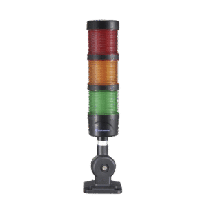 Torre LED Indicadora de estado de 3 niveles color Rojo, Ámbar y Verde, con Buzzer integrado a 85 dB, a 24 VCD con Montaje incluido de 60 mm de diámetro