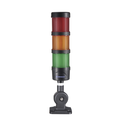 Torre LED Indicadora de estado de 3 niveles color Rojo, Ámbar y Verde, con Buzzer integrado a 85 dB, a 24 VCD con Montaje incluido de 60 mm de diámetro