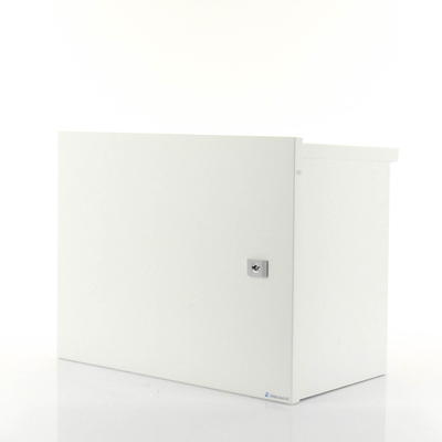 Gabinete de Acero Galvanizado, para Instalación de 1 Batería PL110D12, (550 x 420 x 290 mm) Instalación en piso o poste, accesorios (No incluidos)