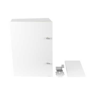 Gabinete para instalación de 2 Baterías PL110D12, Fabricado en Lámina Galvanizada, Accesorios para piso o poste (No incluidos)