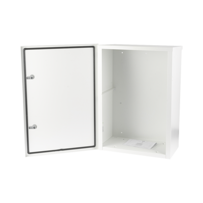 Gabinete para instalación de 2 Baterías PL110D12, Fabricado en Lámina Galvanizada, Accesorios para piso o poste (No incluidos)