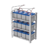 Estante Galvanizado de 3 Niveles para Instalación de 12 Baterías de Ciclo Profundo Similares a la PL-110-D12. Estante Galvanizado de 3 Niveles para Instalación de 12 Baterías de Ciclo Profundo Similares a la PL-110-D12.