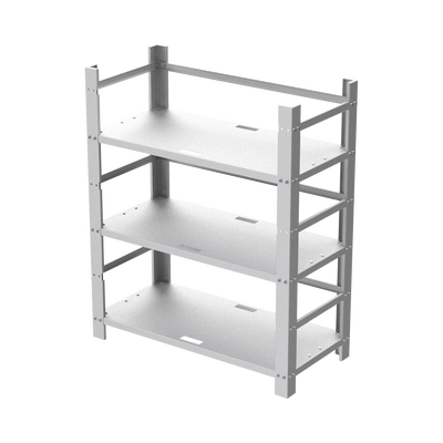 Estante Galvanizado de 3 Niveles para Instalación de 12 Baterías de Ciclo Profundo Similares a la PL-110-D12. Estante Galvanizado de 3 Niveles para Instalación de 12 Baterías de Ciclo Profundo Similares a la PL-110-D12.