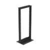 Rack de 2 Postes (Doble Perforación), Estándar 19", 24 Unidades, Fabricado en Acero, Base "L" para Anclar a Piso.