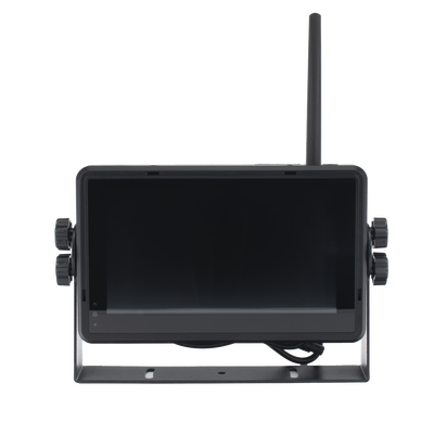 Sistema Profesional Inalámbrico de Cámara de Reversa Infrarroja y Monitor Touch de 7" para Vehículos de Trabajo y Montacargas Sistema Profesional Inalámbrico de Cámara de Reversa Infrarroja y Monitor Touch de 7" para Vehículos de Trabajo y Montacargas