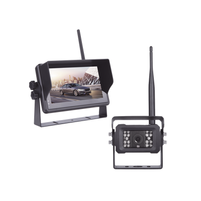 Sistema Profesional Inalámbrico de Cámara de Reversa Infrarroja y Monitor Touch de 7" para Vehículos de Trabajo y Montacargas Sistema Profesional Inalámbrico de Cámara de Reversa Infrarroja y Monitor Touch de 7" para Vehículos de Trabajo y Montacargas