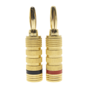 Kit Conector Banana Tipo Tornillo para Bocinas | Instalaciones Profesionales de Audio | Chapado en Oro | Color Negro + Rojo (2 Piezas) Kit Conector Banana Tipo Tornillo para Bocinas | Instalaciones Profesionales de Audio | Chapado en Oro | Color Negro + Rojo (2 Piezas)