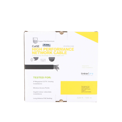 Bobina de cable de 100 m (328 ft) Cat5e, Aleación de Cobre y Aluminio (CCA), color Gris, Uso Interior.