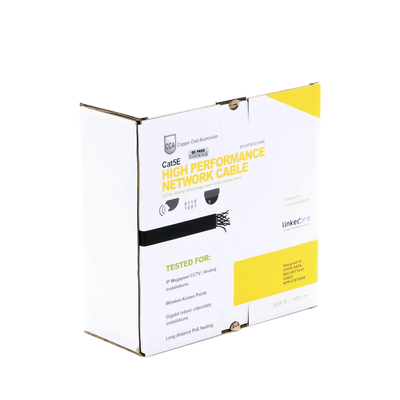 Bobina de cable de 100 m (328 ft) Cat5e, Aleación de Cobre y Aluminio (CCA), color Gris, Uso Interior.