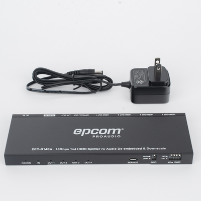 Splitter HDMI 1x4 | 1 Entrada a 4 salidas (Simultaneas) | 4K@60Hz | Extractor de Audio | Down Scaler | HDR 4:4:4 | EDID | 18Gbps Splitter HDMI 1x4 | 1 Entrada a 4 salidas (Simultaneas) | 4K@60Hz | Extractor de Audio | Down Scaler | HDR 4:4:4 | EDID | 18Gbps