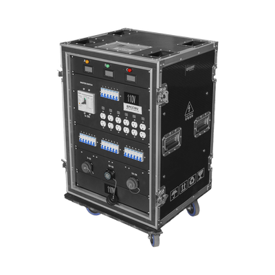 Centro de carga movil para instalaciones temporales con conexión TIPO socapex a 110v Y 220V | RACK 16U Centro de carga movil para instalaciones temporales con conexión TIPO socapex a 110v Y 220V | RACK 16U