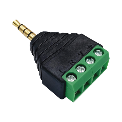 Conector de audio de 3.5mm macho a terminal de tornillo de 4 pines