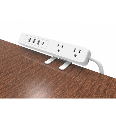 Multicontacto con Montaje para Escritorio / Carga Rápida para 65 W / 3 x Nema 5-15P / 2 x USB-A (5V @3A) / 1 x USB-C (65W)