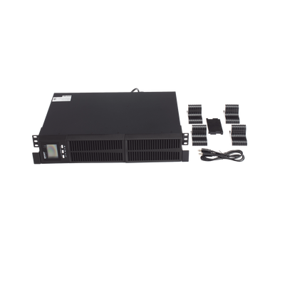 UPS de 1000VA/900W / Topología On-Line Doble Conversión / Entrada y Salida de 120 Vca / Clavija de Entrada NEMA 5-15P / Pantalla LCD Configurable /Formato Rack/Torre