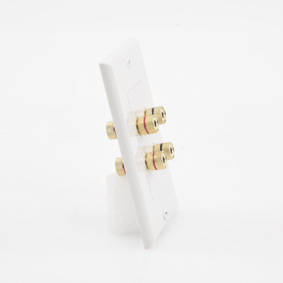 Placa de Pared | Postes de Unión Tipo Banana | Conexión para 2 Altavoces | Fácil Instalación | Conectores Chapados en Oro Placa de Pared | Postes de Unión Tipo Banana | Conexión para 2 Altavoces | Fácil Instalación | Conectores Chapados en Oro