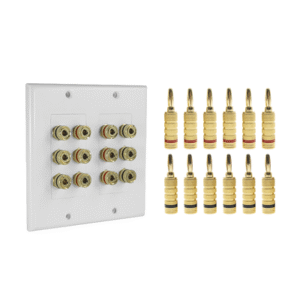 KIT 1 Placa de Pared + 6 Pares Conectores Banana (Rojo+Negro) | Postes de Unión Tipo Banana | Conexión para 6 Altavoces | Fácil Instalación | Conectores Chapados en Oro KIT 1 Placa de Pared + 6 Pares Conectores Banana (Rojo+Negro) | Postes de Unión Tipo Banana | Conexión para 6 Altavoces | Fácil Instalación | Conectores Chapados en Oro