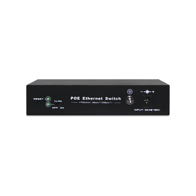 Switch PoE / 100 Metros PoE / 4 puertos 802.3af /at ( 60 W ) 10/100 Mbps + 1 puerto uplink Switch PoE / 100 Metros PoE / 4 puertos 802.3af /at ( 60 W ) 10/100 Mbps + 1 puerto uplink
