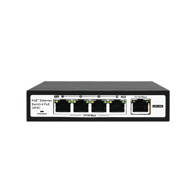 Switch PoE / 100 Metros PoE / 4 puertos 802.3af /at ( 60 W ) 10/100 Mbps + 1 puerto uplink Switch PoE / 100 Metros PoE / 4 puertos 802.3af /at ( 60 W ) 10/100 Mbps + 1 puerto uplink