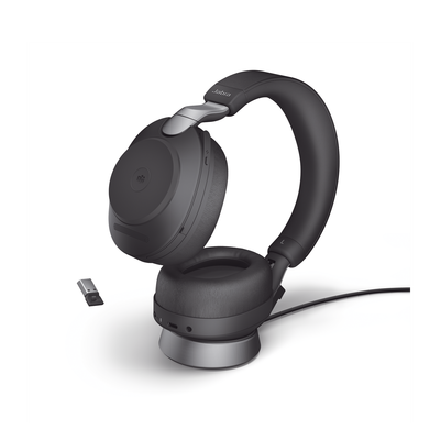 Jabra Evolve2 85, Auricular stereo versión MS con cancelación de ruido activa, dongle USB-A indicador de ocupado (Busylight)(28599-999-999)
