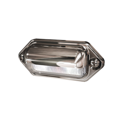 Luz blanca de cortesia para matricula vehicular con bisel cromado
