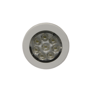 Mini luz de cortesía de 8 LEDs circular con bisel blanco 2.8"