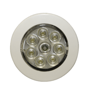 Mini luz de cortesía circular con bisel blanco de 2.8 pulgadas, 50 lumenes