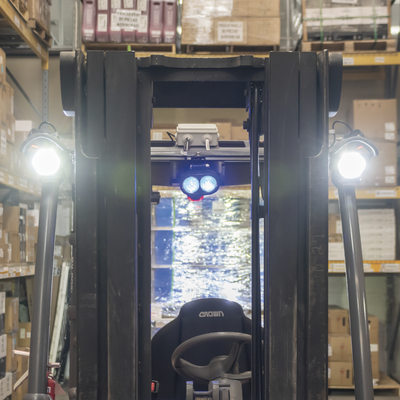 Luz LED de advertencia peatonal de punto azul para montacargas y vehiculos Luz LED de advertencia peatonal de punto azul para montacargas y vehiculos