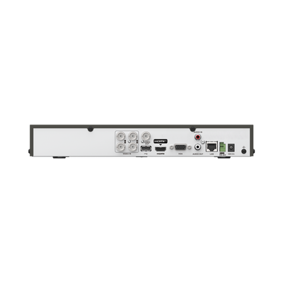 DVR 4 Canales TURBOHD + 2 Canales IP / 5 Megapixel Lite - 3K Lite / Audio Bidireccional por Coaxitron / Reconocimiento Facial / ACUSENSE (Evista falsas alarmas) / 1 Bahía de Disco Duro / Salida de Video en Full HD