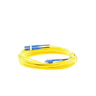 Jumper de Fibra Optica Monomodo 9/125 OS2, LC-LC Duplex, OFNR (Riser), Color Amarillo, 10 Metros