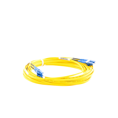 Jumper de Fibra Optica Monomodo 9/125 OS2, LC-LC Duplex, OFNR (Riser), Color Amarillo, 10 Metros