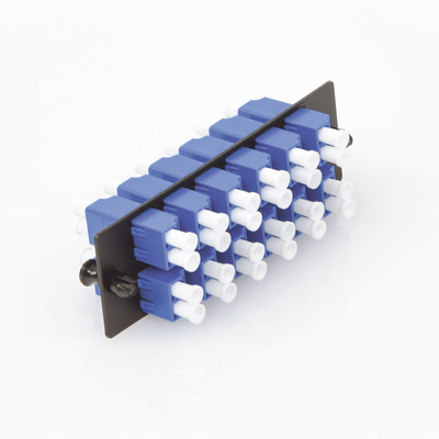 Placa Acopladora de Fibra Optica FAP, Con 12 Conectores LC Duplex (24 Fibras), Para Fibra Monomodo OS1/OS2, Color Azul