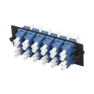 Placa Acopladora de Fibra Optica FAP, Con 12 Conectores LC Duplex (24 Fibras), Para Fibra Monomodo OS1/OS2, Color Azul