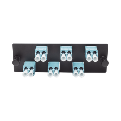 Placa Acopladora de Fibra Optica FAP, Con 6 Conectores LC Duplex (12 Fibras), Para Fibra Multimodo OM3/OM4, Color Aqua