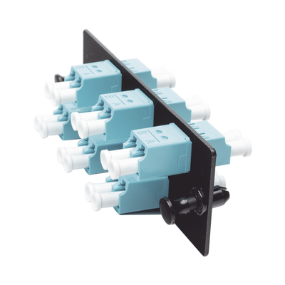Placa Acopladora de Fibra Optica FAP, Con 6 Conectores LC Duplex (12 Fibras), Para Fibra Multimodo OM3/OM4, Color Aqua
