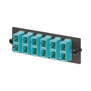 Placa Acopladora de Fibra Optica FAP, Con 6 Conectores SC Duplex (12 Fibras), Para Fibra Multimodo OM3/OM4, Color Aqua